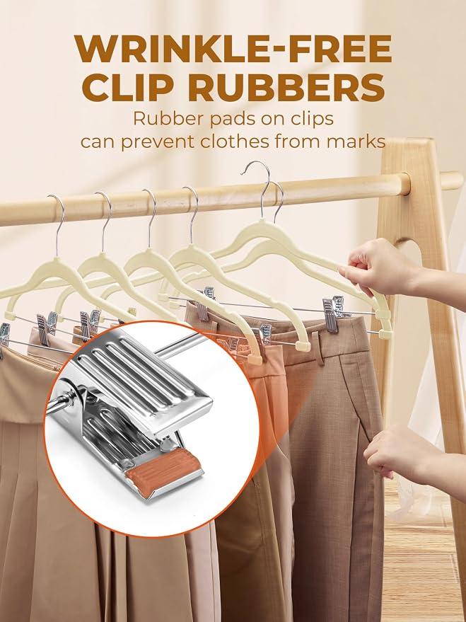 HOUSE DAY Velvet Skirt Hangers 12 Pack, Space Saving Slim Shorts Hanger - Image 4