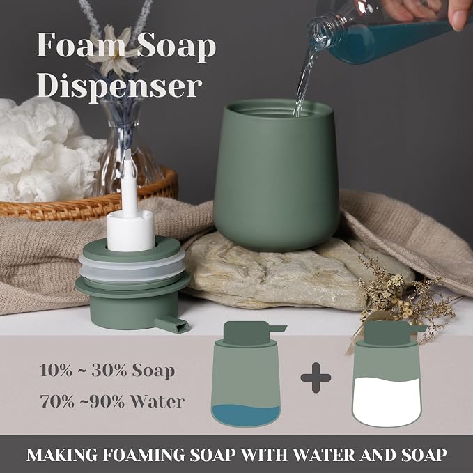 INGOFIN Ceramic Foaming Soap Dispenser - 12oz Foam Hand Soap Dispenser Bathroom - Image 3