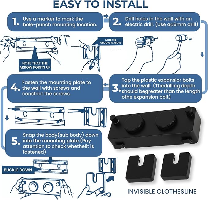 Retractable Clothesline Indoor Outside Heavy-Duty, Upgrade 304 Double Stainless - Image 7