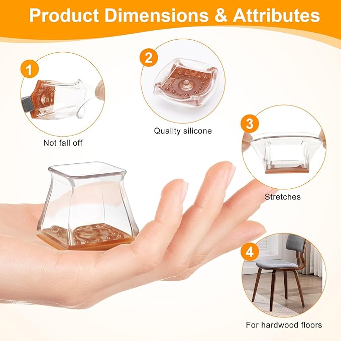 CHUNZEXI 48 Pack Square Chair Leg Floor Protectors - Image 5