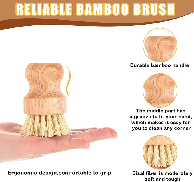 Nuenen 60 Packs Bamboo Dish Scrub Brushes Wooden Scrubbers Set Kitchen - Image 5