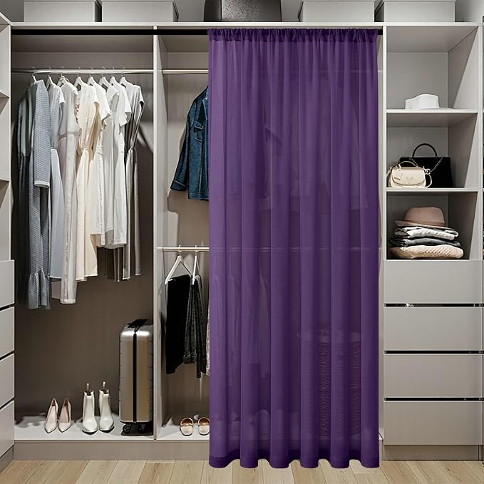 Tollpiz Sheer Curtains Closet Linen Textured Curtain Sheers Doorway Light - Image 3