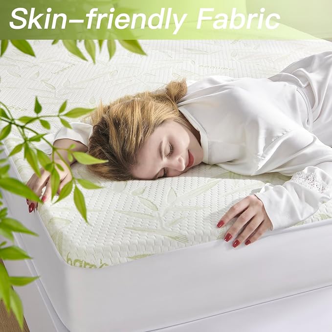 Twin Mattress Protector Waterproof Mattress Pad Washable Bamboo Rayon Mattress - Image 3