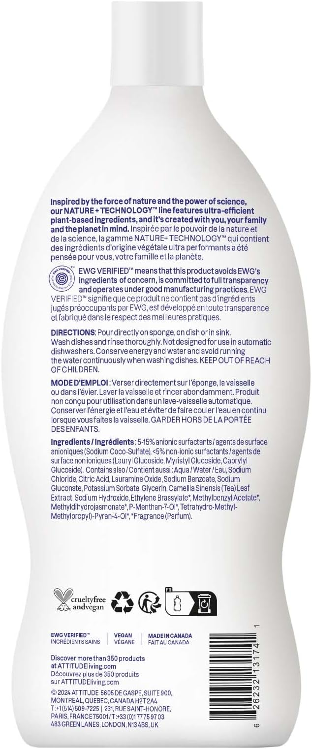 ATTITUDE Dish Soap, EWG Verified, Plant-Based & Vegan Dishwashing Liquid - Image 7