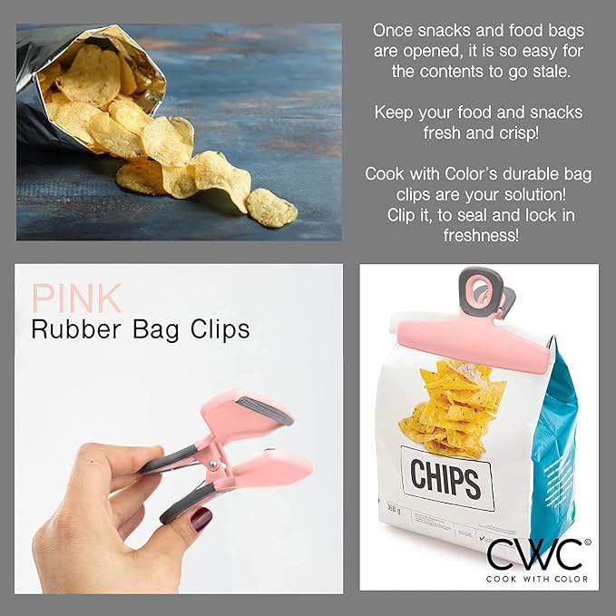 COOK WITH COLOR Bag Clips, Heavy Duty Chip Clip and Refrigerator Magnet Clips - Image 2
