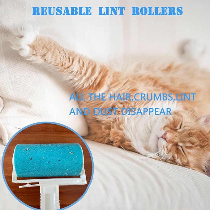 Reusable Portable Lint Roller 4 Pack, Washable Sticky Lint Roller Travel Pet - Image 6