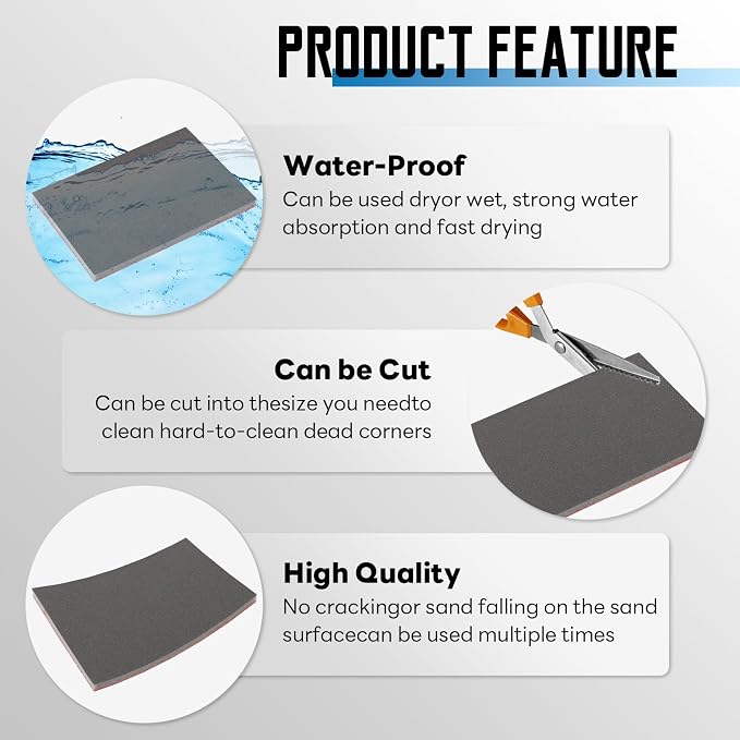 20 Pack 800 Grit Sanding Sponge, 3 x 4 Inch Soft Foam Sanding Block Wet Dry - Image 3
