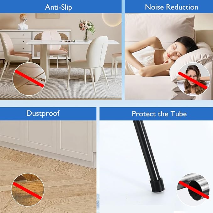 4 Pcs 3" Round Rubber Chair Leg Caps, PVC Table Leg Covers, Flexible & - Image 6