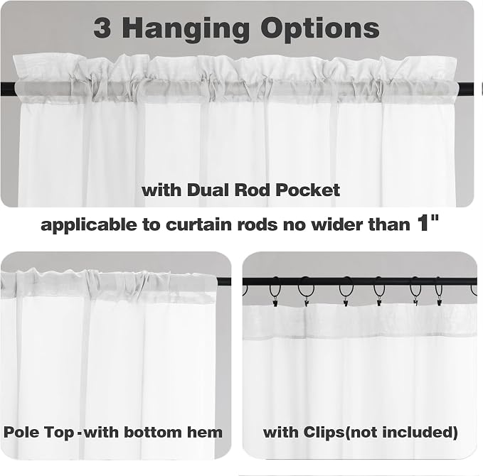 Chyhomenyc White Sheer Curtains 84 Inches Long 2 Panels Set - Image 9