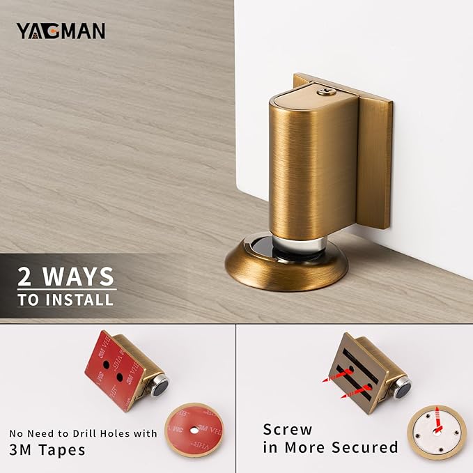 3 Pack Magnetic Door Stoppers Retractable Bottom of Door Holder No Drilling - Image 5