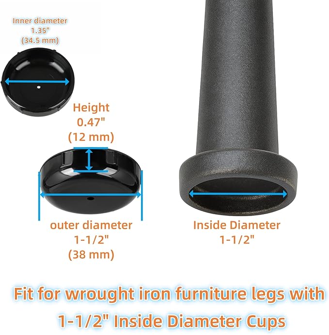 Wrought Iron Patio Furniture Feet Caps - Image 2