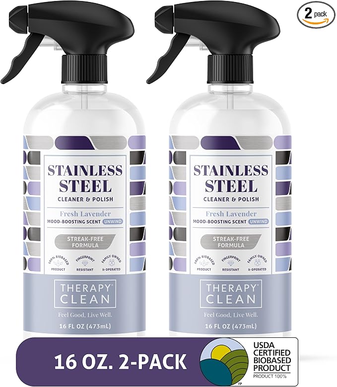 Therapy Stainless Steel Cleaner and Polish 100% USDA Biobased, Fingerprint and by TherapyClean