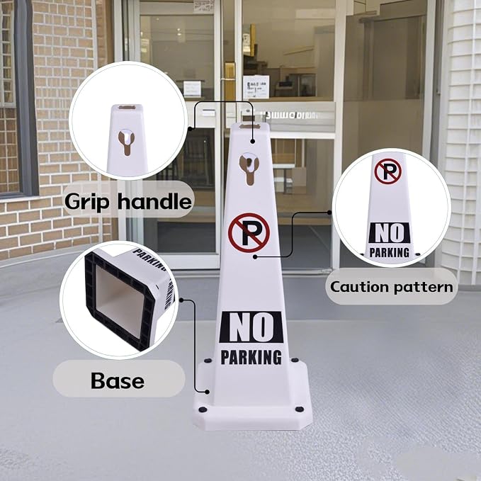 8-Pack 26.5" Caution Cones, 4-Sided Visible Safety Signs - Image 4