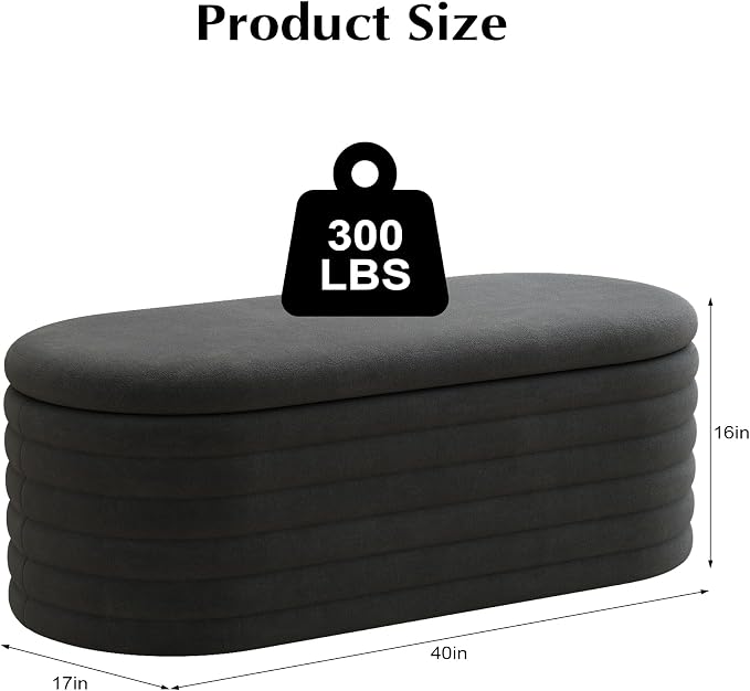 Storage Ottoman Bench, Upholstered Fabric Storages Benches End of Bed Stool - Image 2