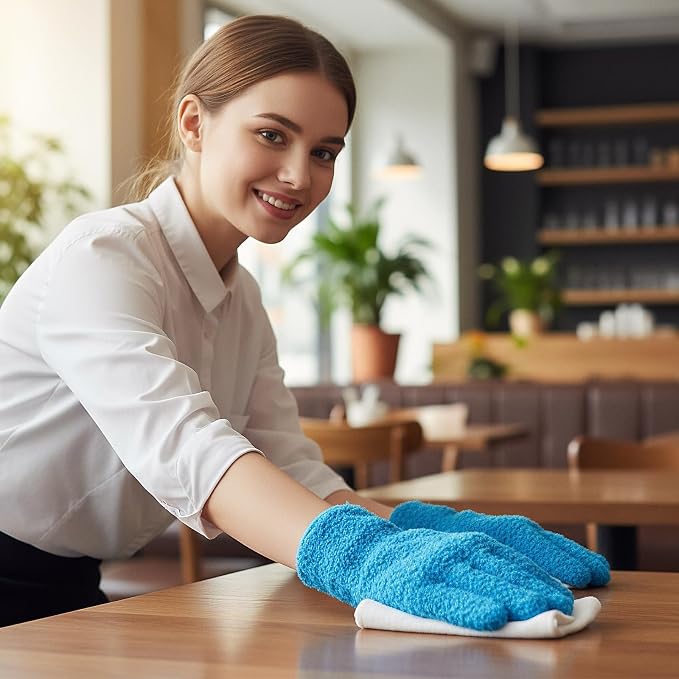 2 Pairs Microfiber Gloves Household Cleaning Glove Plant Dusting Glove Washable - Image 8