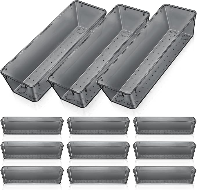 Maitys 12 Pcs Vanity Drawer Organizer 9 x 3 x 2 Inches Clear Plastic Utensil by Maitys