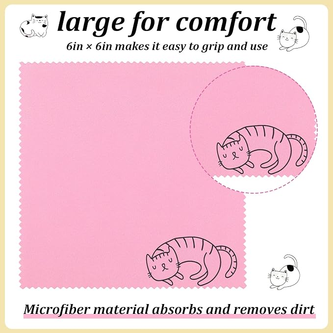 Sinmoe 20 Pcs Microfiber Cleaning Cloth Cute Kitty Cat Design Microfiber Cloth - Image 4