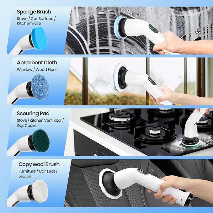 Electric Spin Scrubber, Full-Body IPX7 Waterproof Cordless Shower Scrubber - Image 7