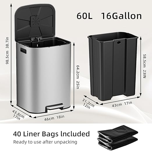 KUK 16 Gallon Kitchen Trash Can - Image 3