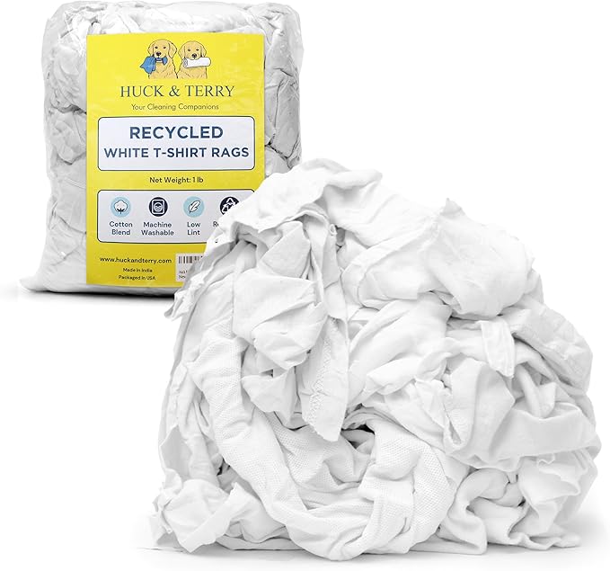 Huck & Terry White T-Shirt Bag of Rags, 100% Recycled Material, Cotton Blend by Unknown