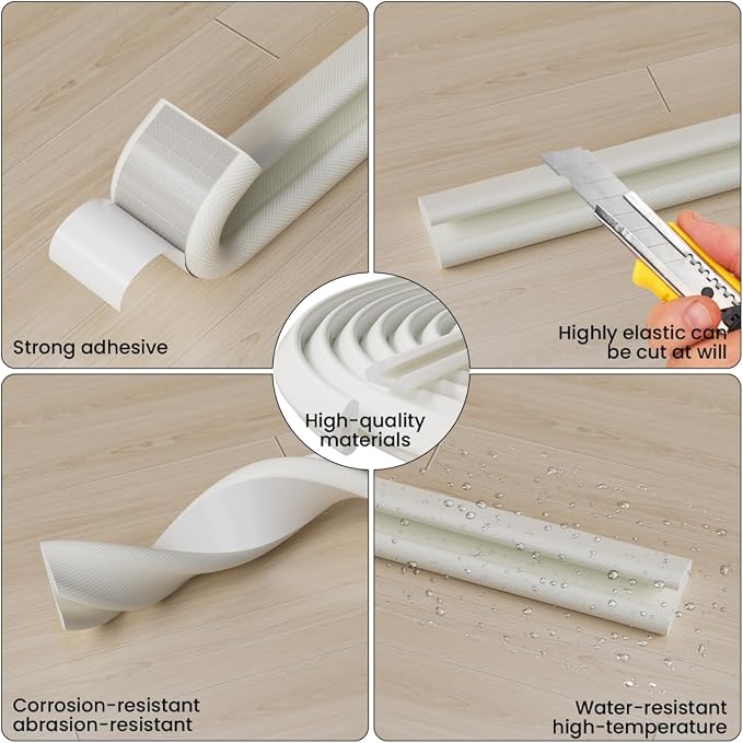 V Shape Foam Weather Stripping Door Frame Seal Strip 33FT White, Draft Stopper - Image 3