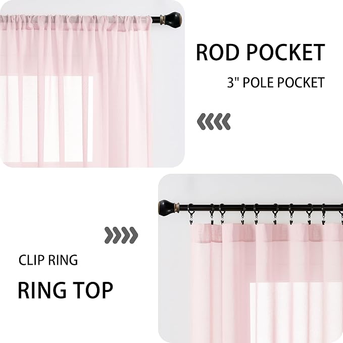 Tollpiz Sheer Door Curtain Closet Linen Textured Curtain Sheers Doorway Light - Image 5