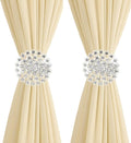 2 Pack Crystal Flower Curtain Tiebacks – Decorative Spring Wire Buckle Clips by Aimery