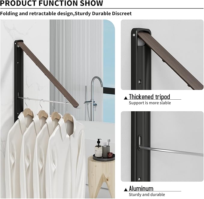 Clothes Drying Rack for Laundry Drying Rack Wall Mounted Clothes Hanger Rack - Image 6