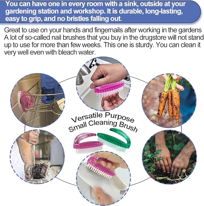 Handle Grip Nail Brush for Cleaning Fingernails Hands & Under Nails, Stiff - Image 4