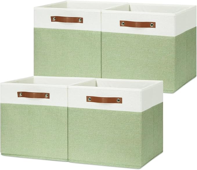 HNZIGE Fabric Cube Storage Bins 13x13 Set of 4 Canvas Storage Baskets by HNZIGE
