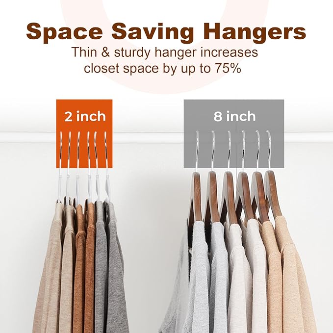 HOUSE DAY White Plastic Hangers 50 Pack, Slim Space Saving, Non Slip Hangers - Image 7