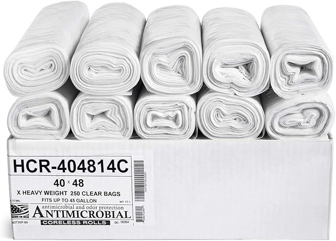 Aluf Plastics High Density Trash Bags, 45 Gallon, 14 Micron, by AlufPlastics