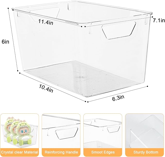 Attelite Clear Plastic Storage Bins, Large 12 Pack Pantry Organizer - Image 2