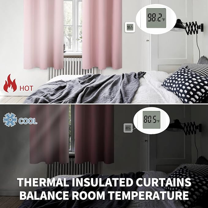BGment Baby Pink Room Darkening Curtains 36 Inch Length - Image 4