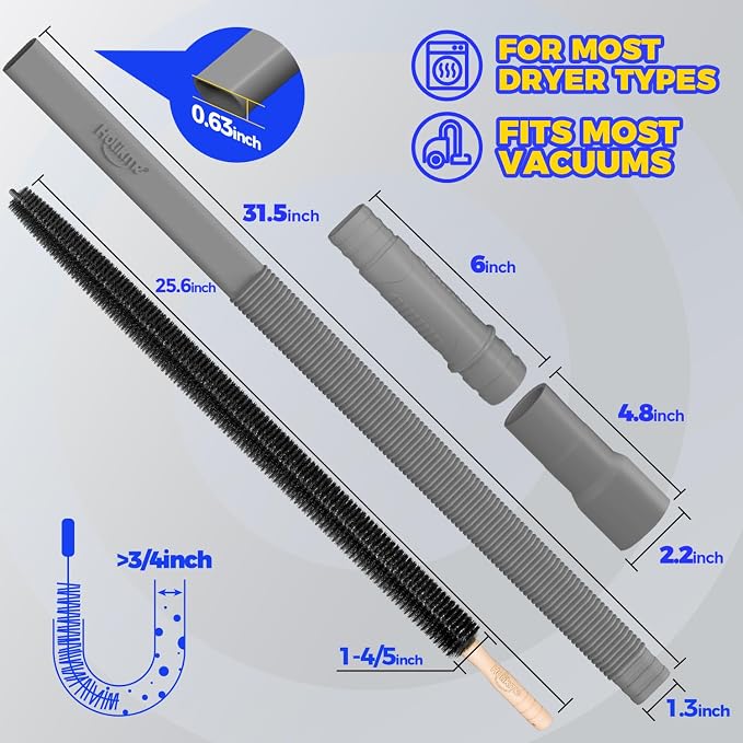 Holikme 2 Pieces Dryer Vent Cleaner Kit, Dryer Lint Vacuum Attachment and - Image 7