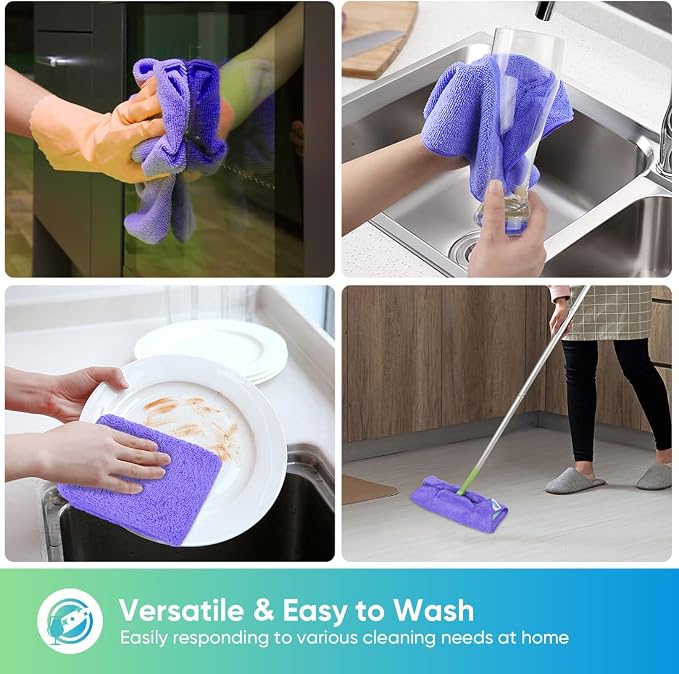 HOMEXCEL Purple Microfiber Cleaning Cloth, 12 Pack Premium Microfiber Towels - Image 4