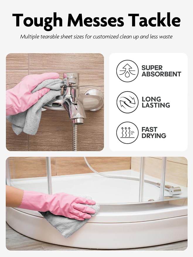 Fantasticlean Microfiber Cleaning Cloth Roll -60 Pack, Tear Away Microfiber - Image 7