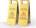 2 Pcs Wet Floor Sign, 24 Inch Gold Stainless Steel Caution Wet Floor Sign by CrazyAnt