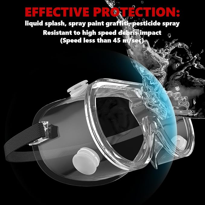 Super More 2PCS Anti-Fog Protective Safety Goggles Clear Lens Wide-Vision - Image 4