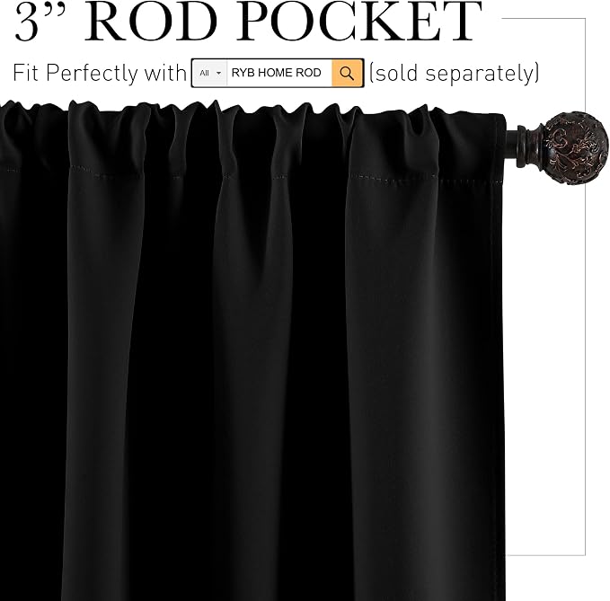 RYB HOME Blackout Curtains 84 inches Long 2 Panels Set - Image 3