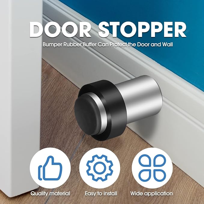 Chumia 20 Pcs Door Stopper Mounted Floor Stops Stainless Steel Cylindrical - Image 5