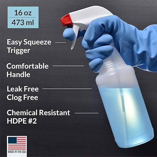 Pinnacle Mercantile Plastic Spray Bottles USA Made 4 Pack 16 oz Leak Proof - Image 2