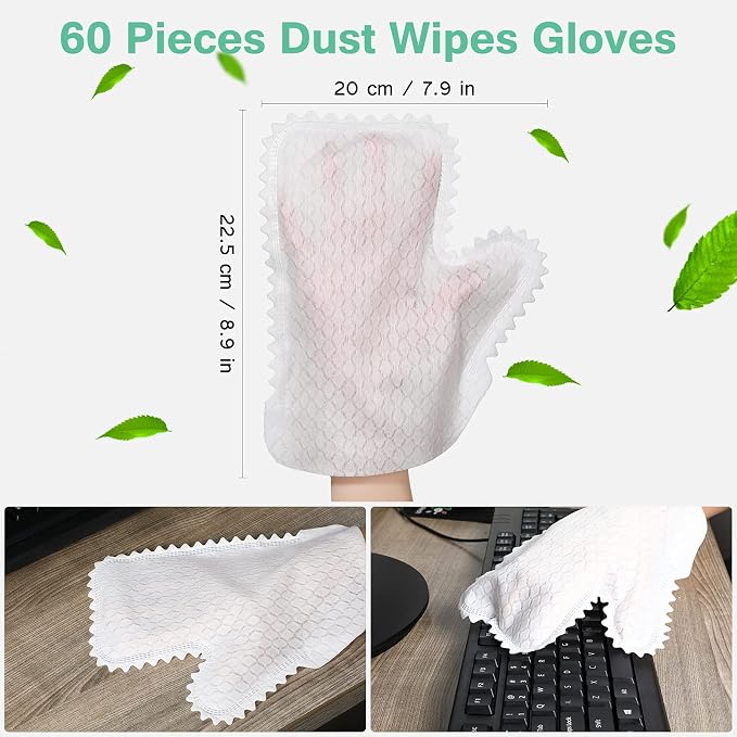 60 Pieces White Microfiber Dusting Gloves Artisan Dusting Mitt Microfiber Cloth - Image 2