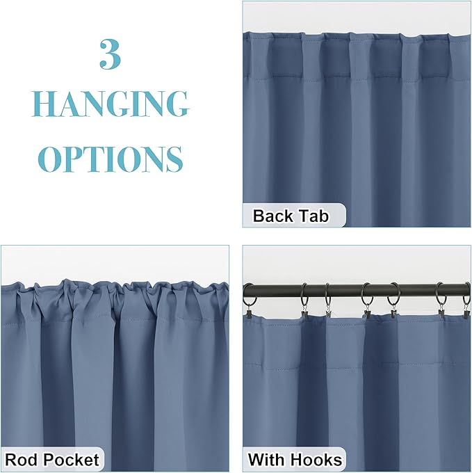 RYB HOME Blackout Curtains for Kitchen, Room Darkening Half Window Treatment - Image 6