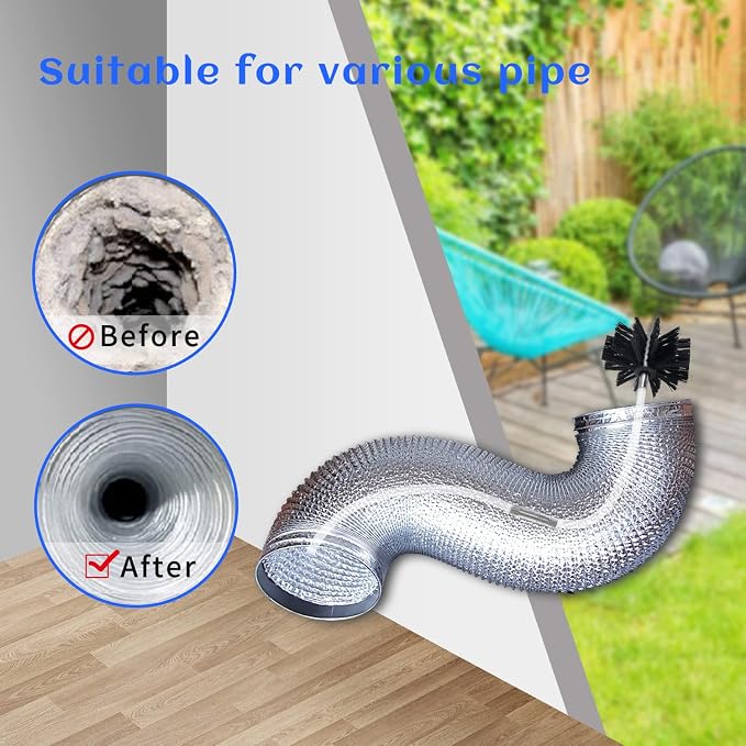 HOKLNUSE Dryer Vent Cleaner Kit Chimney Sweep Cleaning Tools Pellet Stove - Image 2