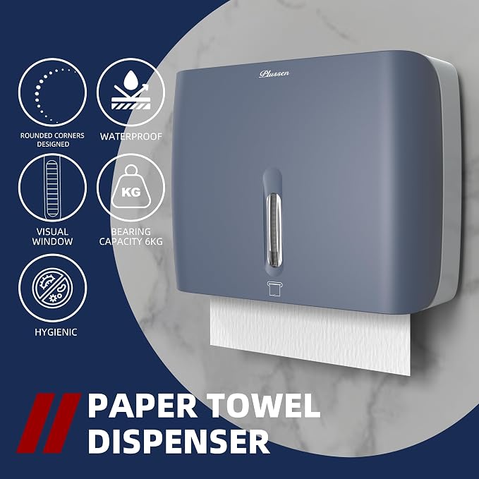 Commercial Paper Towel Dispenser Wall Mount Blue Pack of 2 Fits Multifold Paper - Image 3