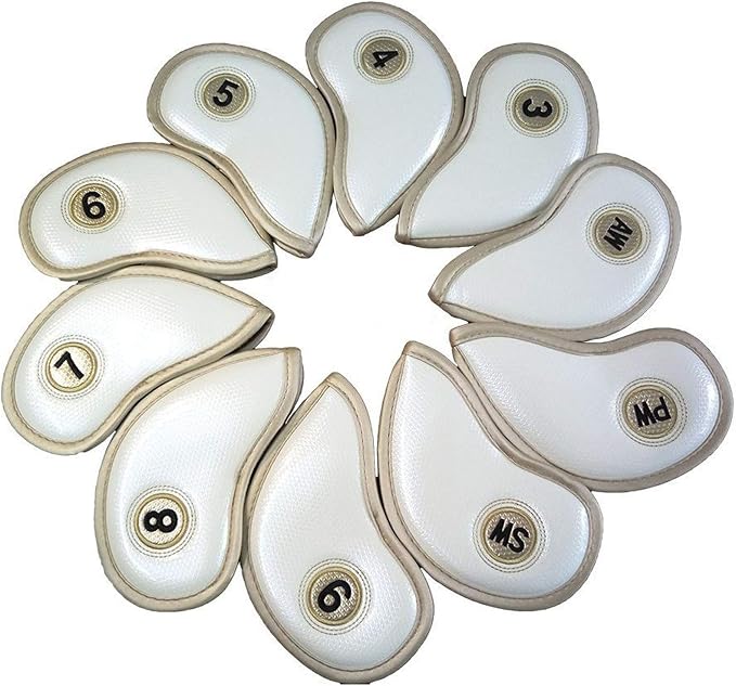 HISTAR 10pcs Crystal Pu Leather Golf Iron Head Covers Set Iron Club Headcover by HISTAR