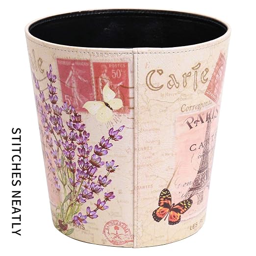PU Leather Small Trash Can Wastebasket, Round Garbage Container Basket - Image 8