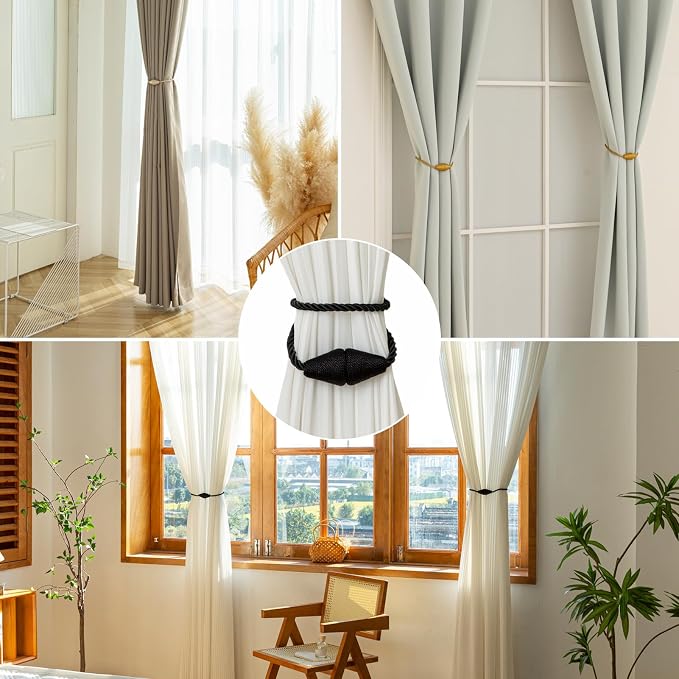 Magnetic Curtain Tiebacks 8 Pack Outdoor Rope Curtain Tie Backs Decorative - Image 6