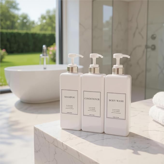Modern Design Large 27 oz Shampoo and Conditioner Dispensers - Image 4